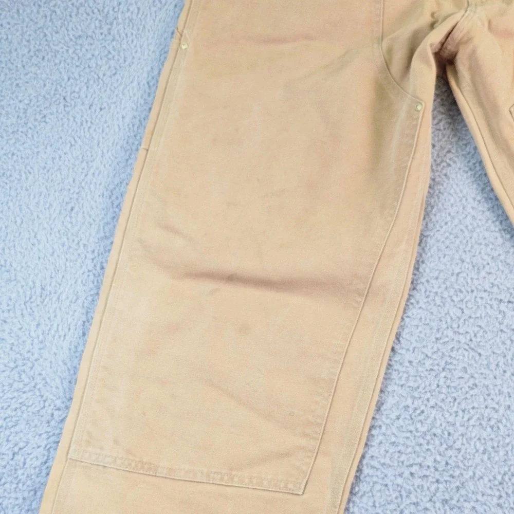 Vintage Carhartt Mens 44x32 Beige Double Knee Carpenter Workwear Pants USA Made